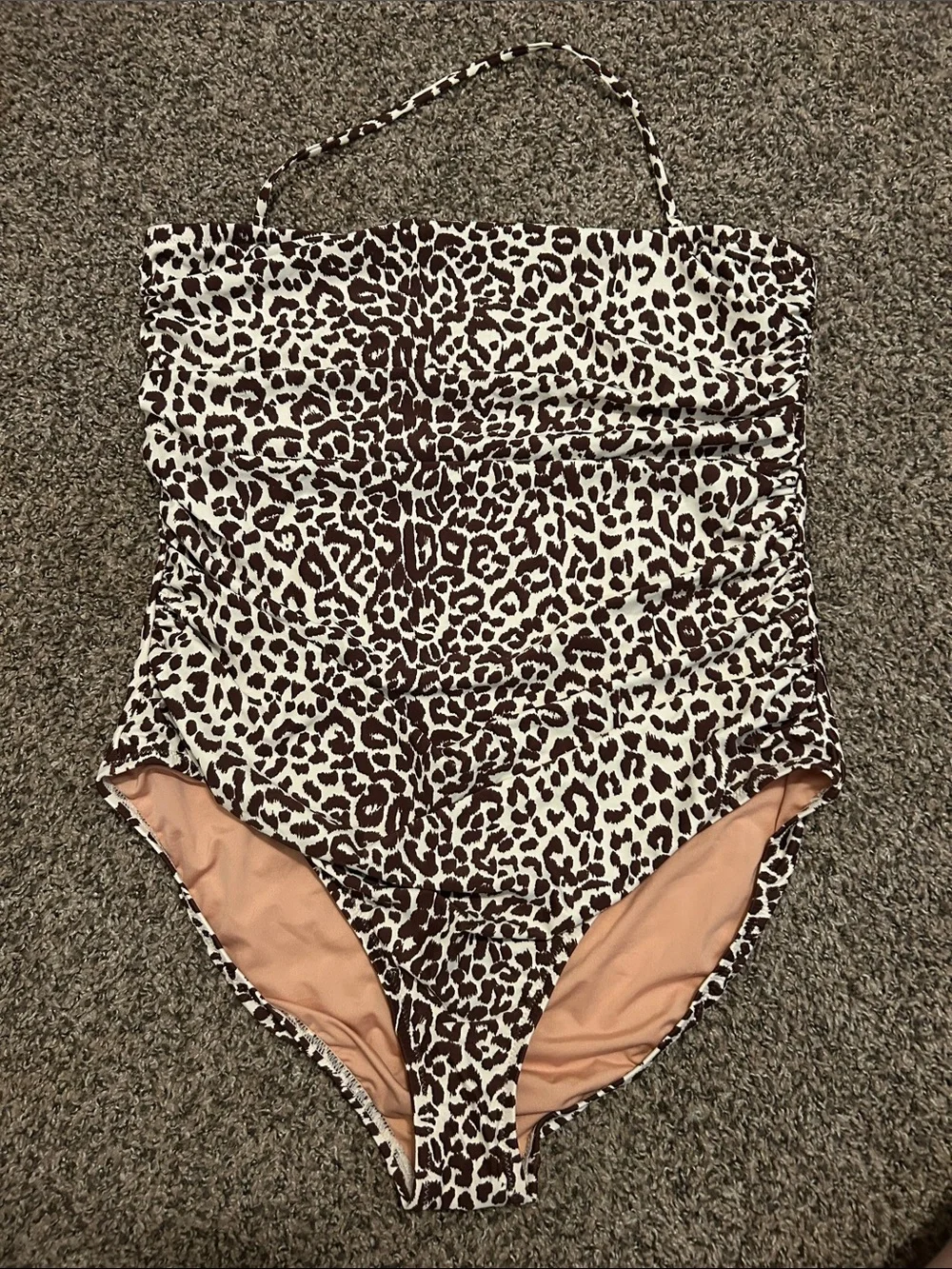 J. Crew Leopard-Print One-Piece Swimsuit in Brown and Cream